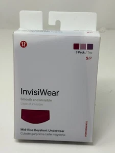 NWT Lululemon Small Invisiwear 3 Pack Mid Rise Boyshort Underwear Pink Magenta - Picture 1 of 4