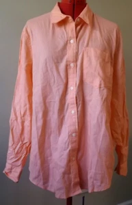 New NWT Ladies GAP LINEN Large L Bright Orange Long Sleeve Collar Shirt - Picture 1 of 8