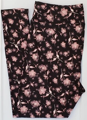 TC2 LuLaRoe Alto y Curvilíneo2 Leggings Lindos Flores Estampado Floral en Negro Nuevo con Etiquetas U23 Foto 1 de 4