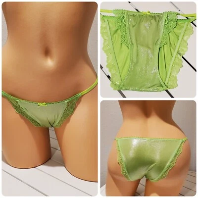 Victorias Secret Dream Angels String Bikini Shiny LACE 4/XS Harlequin GREEN - Image 1 of 4
