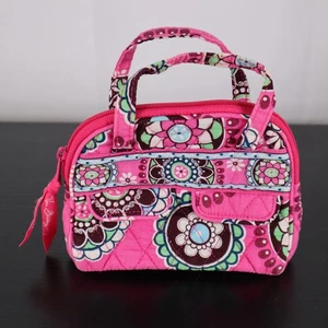 Vera Bradley Quilted Mini Handbag Purse Pink Floral Change Coin Bag Small Tote - Picture 1 of 7