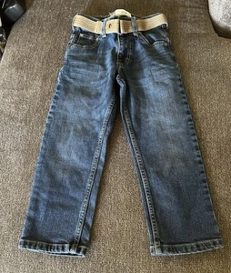 Lee Dungarees Jeans Boys 5 Regular Straight Leg Adjustable Jeans Snap Belt - Picture 1 of 4