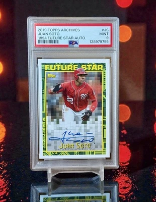 Juan Soto /50 Auto 2019 Future Star PSA 9 1994 Variation POP 5  1;18,000 Packs - Image 1 of 2