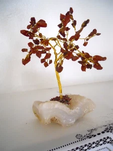 Gemstone Tree  Red Jasper Stone Red Gold Wire 7 inches tall - Picture 1 of 4