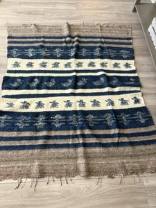 Antique Guatemalan From Momstenago Rug Blanket Hand Woven Wool Distressed 63x54” - Picture 1 of 9