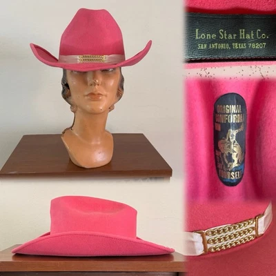 1960s Vtg Lone Star Hat Co Pink 7 1/8 Western Cowboy 60s Woman’s Barbie Cowgirl - Image 1 of 4