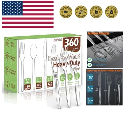 Artículos de plástico de 360 unidades de alta resistencia, 120 horquillas, 120 cucharas, 120 cuchillos,... Foto 1 de 4
