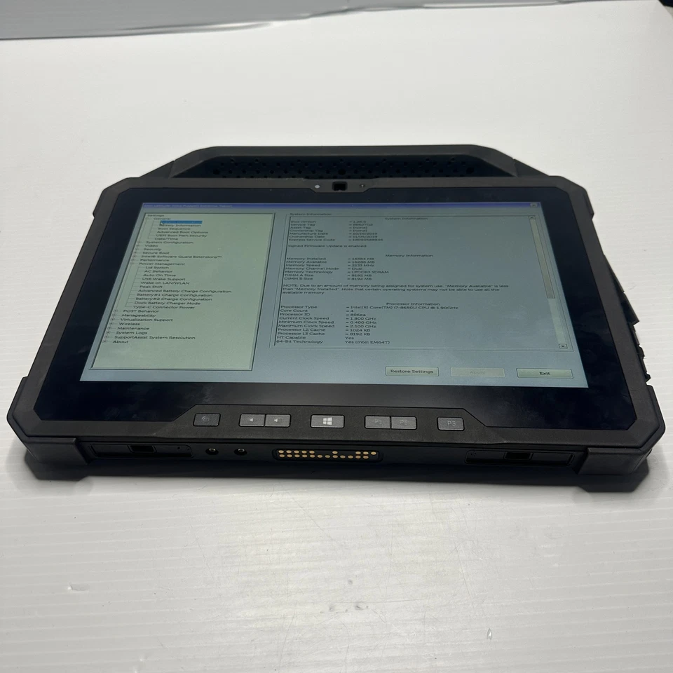 Dell Latitude 7212 Rugged Extreme 11.6" Tablet  i7-8650U 16GB RAM 256GB SSD - Image 1 of 4