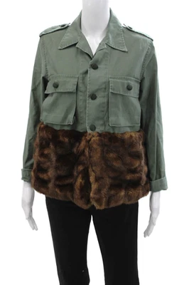 Chaqueta militar Harvey Faircloth para mujer verde algodón botón talla S Foto 1 de 4