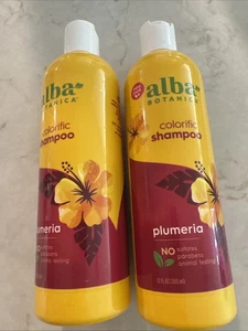 Lot of 2 Alba Botanica Colorific Shampoo Plumeria, 12 Oz No Sulfates Free Ship - Picture 1 of 2