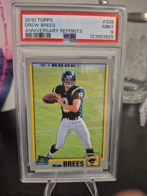 2010 Topps Drew Brees Anniversary Reprints #328 PSA 9 Mint - Image 1 of 2
