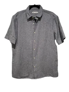 Zara Men’s Shirt Large Blue White Tweed Button Down Short Sleeve - Picture 1 of 8