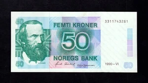 F.C. NORUEGA NORWAY , 50 CORONAS 1990 , EBC+ ( XF+ ) , P.42e . - Imagen 1 de 2