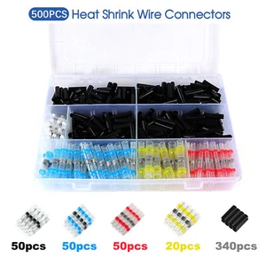 500X Waterproof Solder Seal Heat Shrink Wire Butt Terminal Connectors Kit - Picture 1 of 6
