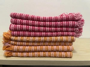 Handmade Pink & Yellow Placemats - Matching Set of 8, Made in Nepal, US Seller - Picture 1 of 9