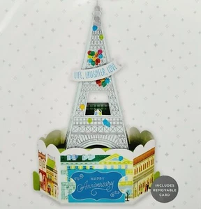 Hallmark Paper Wonder Pop-Up Card W/Envelope Happy Anniversary Eiffel Tower  - Picture 1 of 7