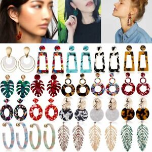 Women Boho Geometric Dangle Acrylic Resin Ear Stud Earrings Wedding Jewelry Gift