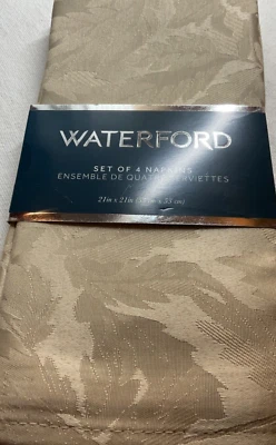 Waterford  Napkins KHAKI TAN LEAVES  (4)  21 X 21 100% POLYESTER  NIP - Image 1 of 2