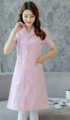 Womens Nurse Dress Female Doctor Beautician Lab Long Coat Work Clothes 4Colors - Image 1 of 4