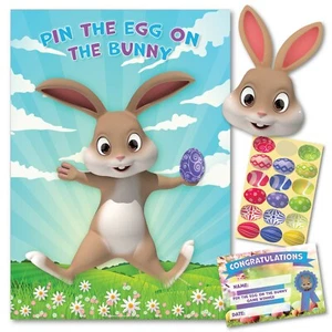 PIN THE EGG ON THE BUNNY – Easter Party Game family, friends kids, school child - Picture 1 of 5