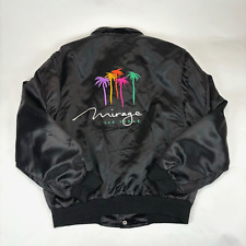 Vintage M.A.P. Mirage Las Vegas Satin Jacket Black Men's Large 80s Embroidered