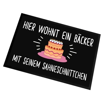 Fußmatte mit Spruch | Hier wohnt ein Bäcker | 60x40cm | Schmutzfang Türmatte - Bild 1 von 4