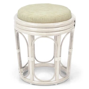 Pier Handmade Design Rattan Wicker Round Ottoman Stool With Attached Cushion - Picture 1 of 38