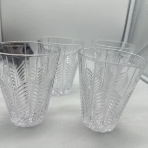 Mikasa  Crystal Abstract  Double Old Fashioned Glasses Herring Bone Look - Picture 1 of 7