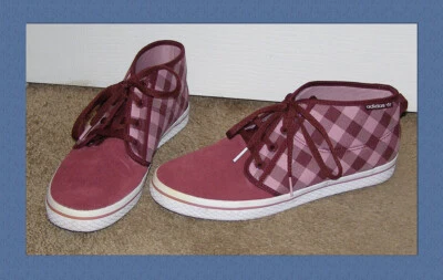 Talla 9 Damas ADIDAS Gamuza y Textil Zapatos Informales Borgoña Rosa Colores a Cuadros Foto 1 de 4