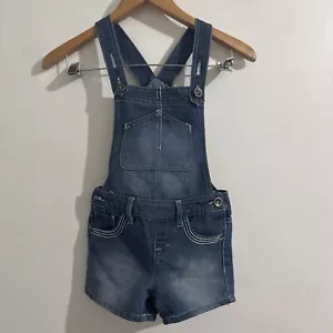 SO 100% Cotton Denim Blue Jean Bib Overalls Youth Girls Size 8 Distressed - Picture 1 of 4
