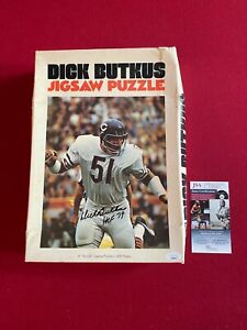 1971, Dick Butkus, "Autographed" (JSA) 500-Pc Puzzle w/ Original Ad (Vintage) 