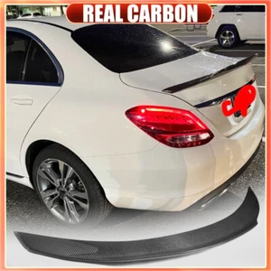 REAL CARBON Rear Trunk Spoiler For Mercedes Benz W205 C200 C63 C43 4-Door 2015UP - Picture 1 of 14