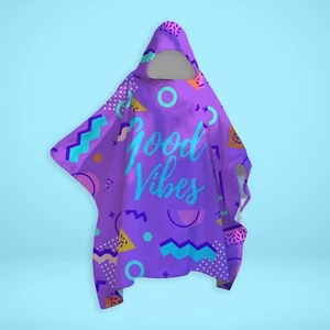 Good Vibes - SNUGAROO Hooded Fleece Poncho - Picture 1 of 5