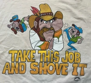 Vtg 1980s Johnny Paycheck Take This Job and Shove It T Shirt Men M Country Music - Picture 1 of 8