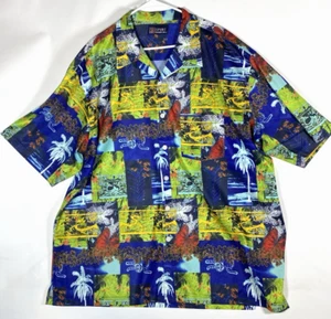 VTG HB Harbor Bay Sport Mens 3X AOP Beach Button Up Mesh Airy Palm Graphic - Picture 1 of 5