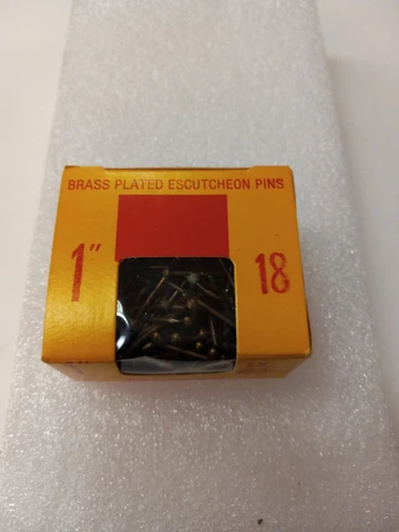 1" x 18-gauge Brass Plated Escutcheon Pins / Nails 1-3/4oz. Box Cover