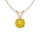 ANGARA V-Bale Round Yellow Sapphire Solitaire Pendant in 14K Gold | 18&quot; Chain