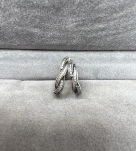 Authentic Pandora Sterling Silver Twist of Fate Hoop Earrings Clear Cz 290576CZ - Picture 1 of 5