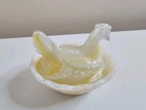 Boyd Kunst Glas Henne auf Nest # 206 Korallennebel Salzkeller/Salz Dip Orange Wirbel - Bild 1 von 7