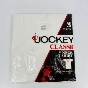 VTG Jockey Power-Knit V-Neck T-Shirt 3-Pack 38-40 Medium MADE IN USA BRAND NEW - Picture 1 of 2