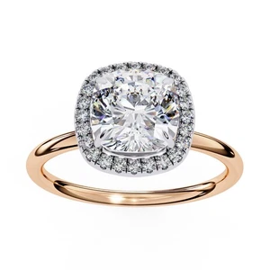 14K Rose Gold Cushion Diamond Engagement Ring 1.91Ct Lab Grown Gifts for Women - Picture 1 of 6