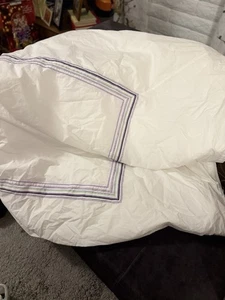 Pottery Barn PB Teen Twin Duvet Cover -White, Purple - Green Striped Cotton - Picture 1 of 8