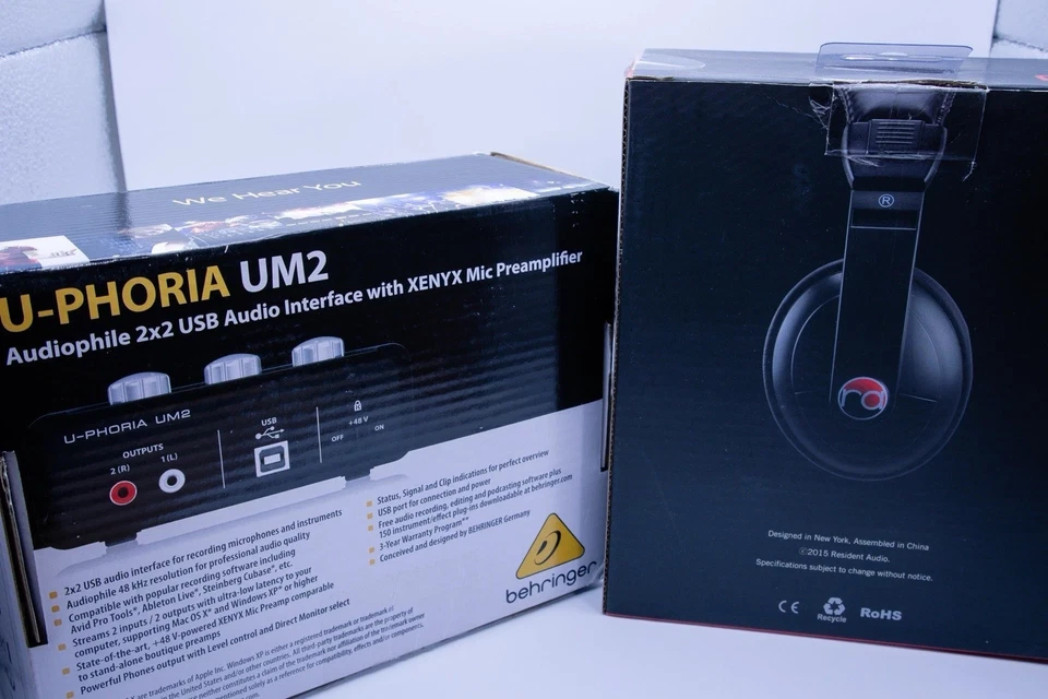 Behringer U-Phoria UM2 + Resident Audio R100 Headphones.   - Image 1 of 1