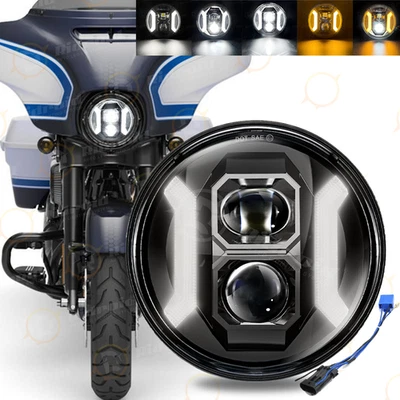DOT 7" inch LED Headlight Hi-Low Beam&Turn&DRL For Harley Davidson Street Glide - Image 1 of 4