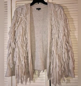 Lunik Damen cremefarbener Fransen Pullover/Cardigan Gr. Small - Bild 1 von 4
