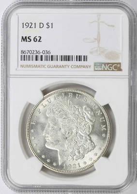 1921-D $1 Morgan Dollar NGC MS62 - Image 1 of 4