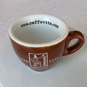 Caffe Vita Demitasse Espressotasse 2 Unzen Hergestellt in Italien Braun & Weiß - Bild 1 von 9