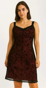 Mini Vestido Vintage Breakin’ Suelto Talla 7/8 Rojo Negro Floral Malla Cachicho Años 90 - Imagen 1 de 14