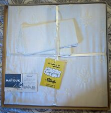 (NEW) Vtg MATOUK 45”x 45” Bisron-061 Tablecloth 5 Piece Set, White