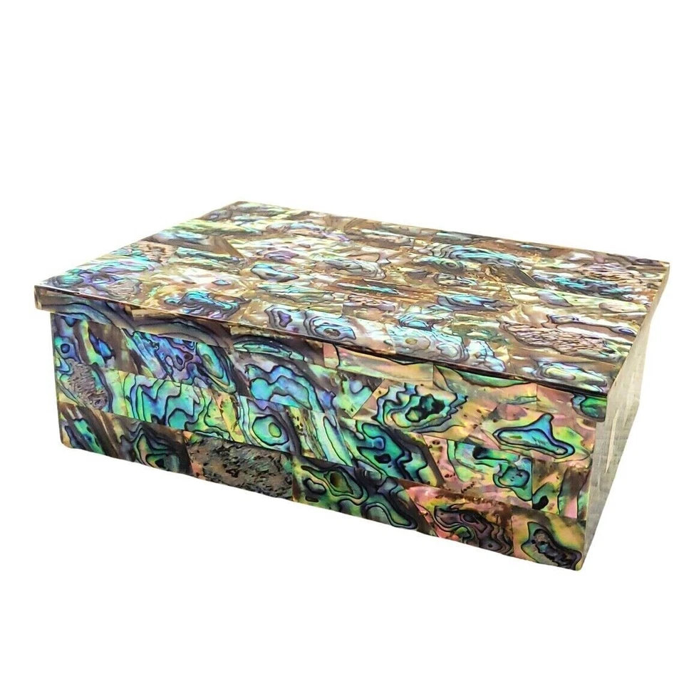6"x4" Marble Abalone shell box , handmade shell jewelry box, keepsake Box - Image 1 of 4
